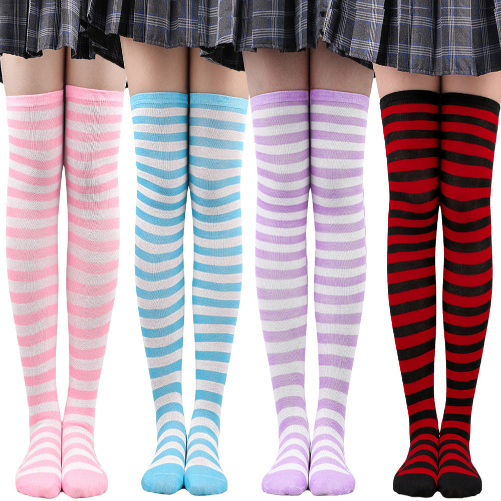 Striped Socks Hold-ups Women Over The Knee | Magic Stories