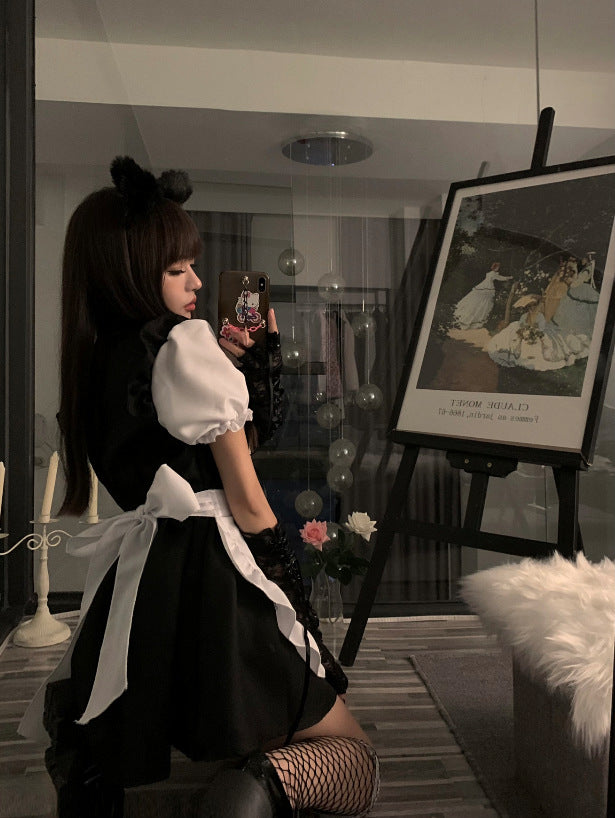 Sexy Maid Outfit Maid Short Skirt Small Lolita Uniform New Summer Slim Slimming Dress — side view