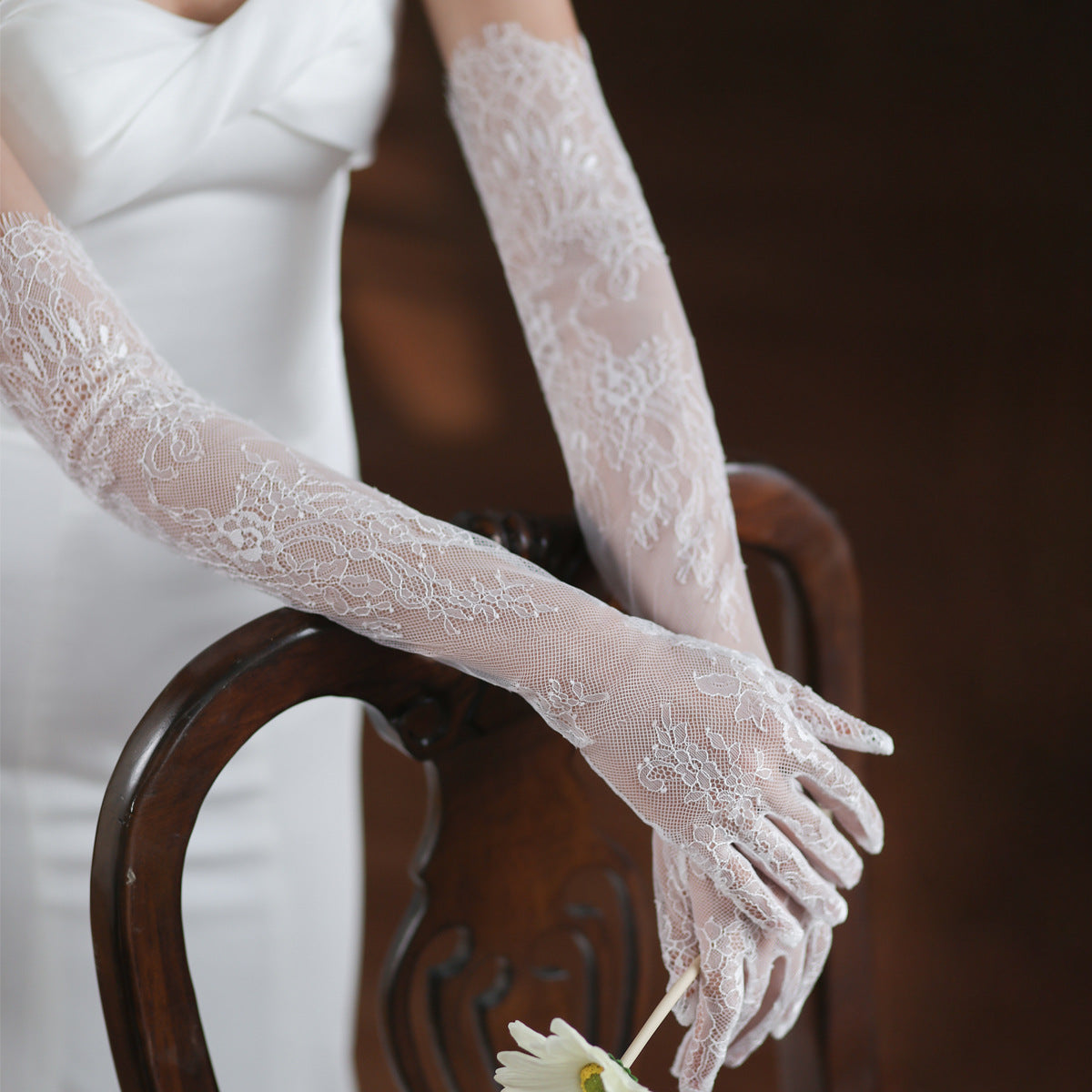 New Super Fairy White Lace Tulle Bride Photo | Magic Stories