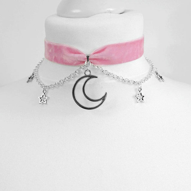Black Crescent Moon Choker Necklace Gothic | Magic Stories