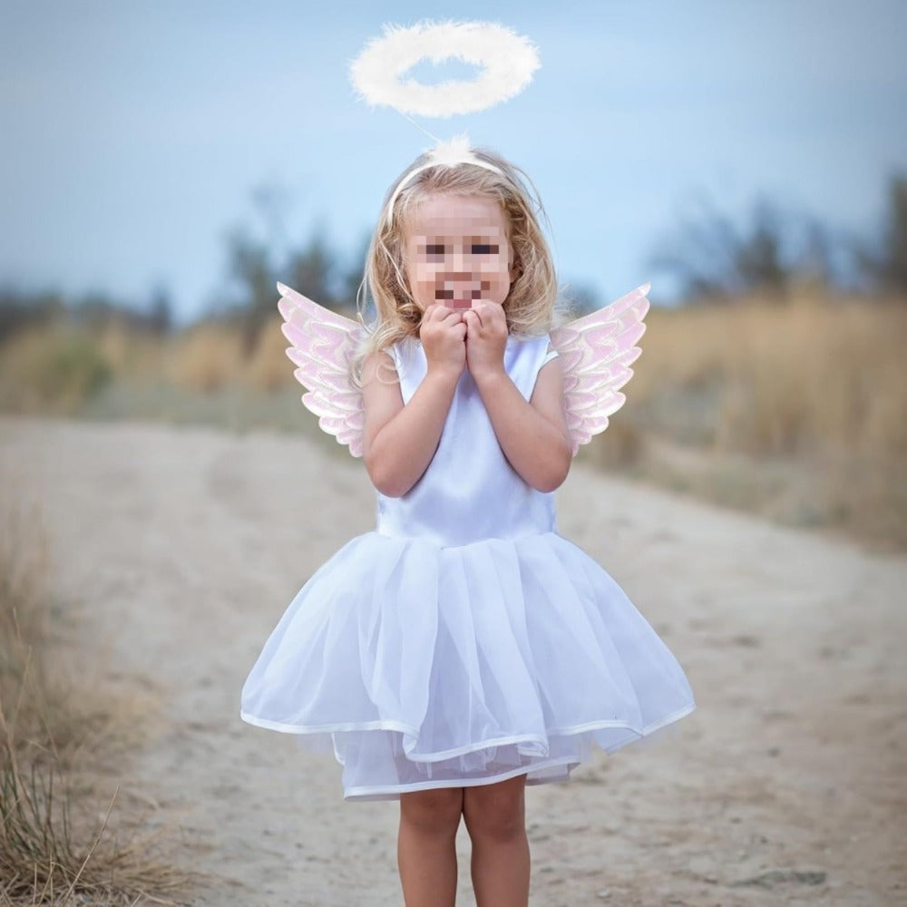 Party Favors: 2-piece Set Of White Angel Wings, Halo Costume, Angel Role-play Costume, Carnival Role-play Party, — side view