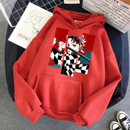 Anime Print Men's And Women's Hoodies Harajuku Street Fashion Hooded Sweatshirt — back view