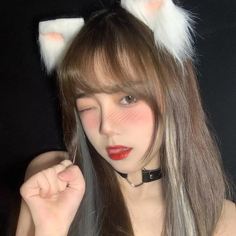 Cute Sweet Beauty Friends Cat Ears Cos Plush Hair Accessories Headband Net Celebrity Live Photo Props — scale reference