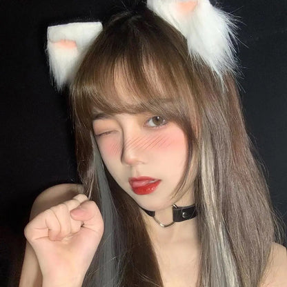 Cute Sweet Beauty Friends Cat Ears Cos Plush Hair Accessories Headband Net Celebrity Live Photo Props — scale reference