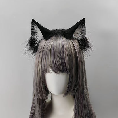 Black Cat Ears Plush Animal Ears Headband For Women — side view