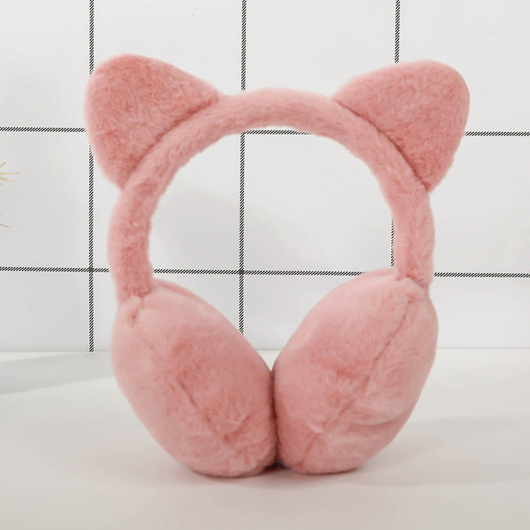 Warm Sequined Cat Ears Plush Earmuffs — back view