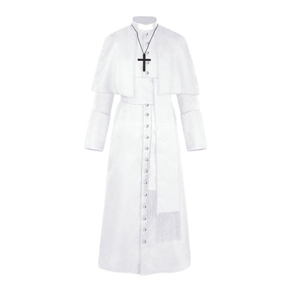 Solid Color Priest Cos Costume Halloween Priest Medieval Retro Cosplay Costume — packaging