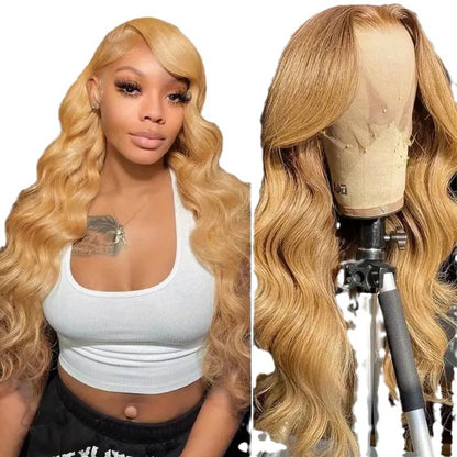 Golden Lace Wig With Big Waves — detail