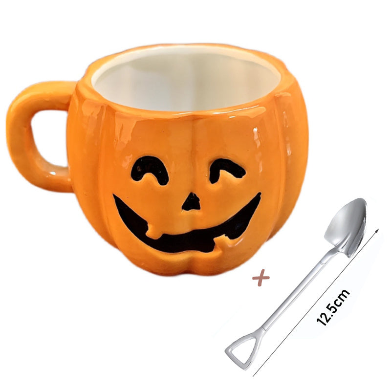 Ceramic Halloween Pumpkin Mug — back view