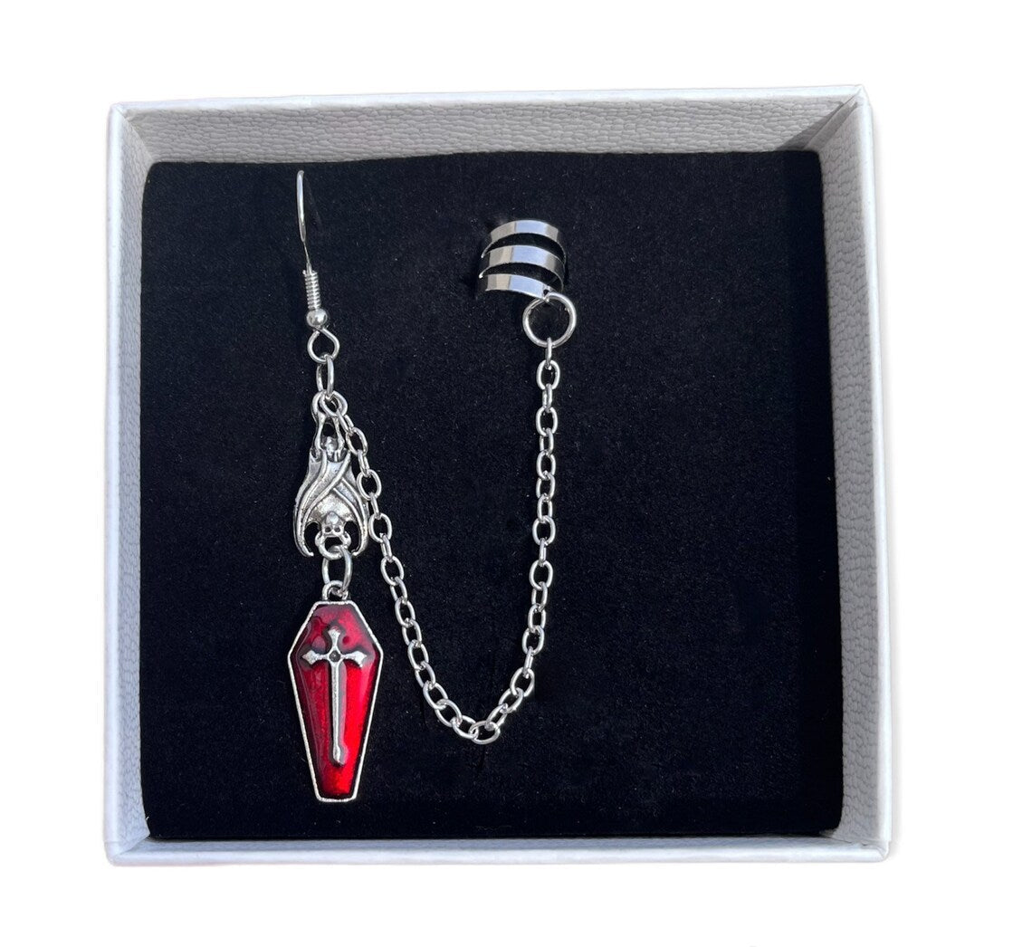 Gothic, Bat Cross Earrings | Magic Stories