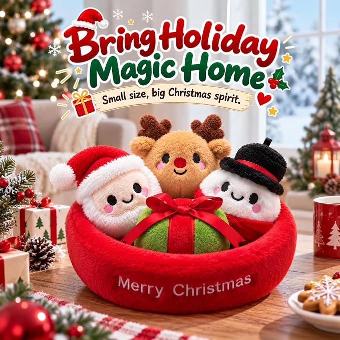 4-Piece Mini Christmas Plush Animals Set | Magic Stories