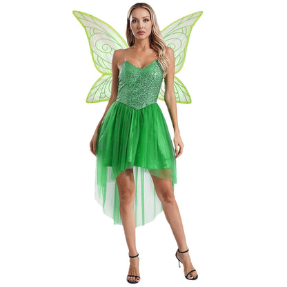 Mischievous Fairy Elf Wing Dress - Whimsical Costume with Attached Wings for Party Performance — in use