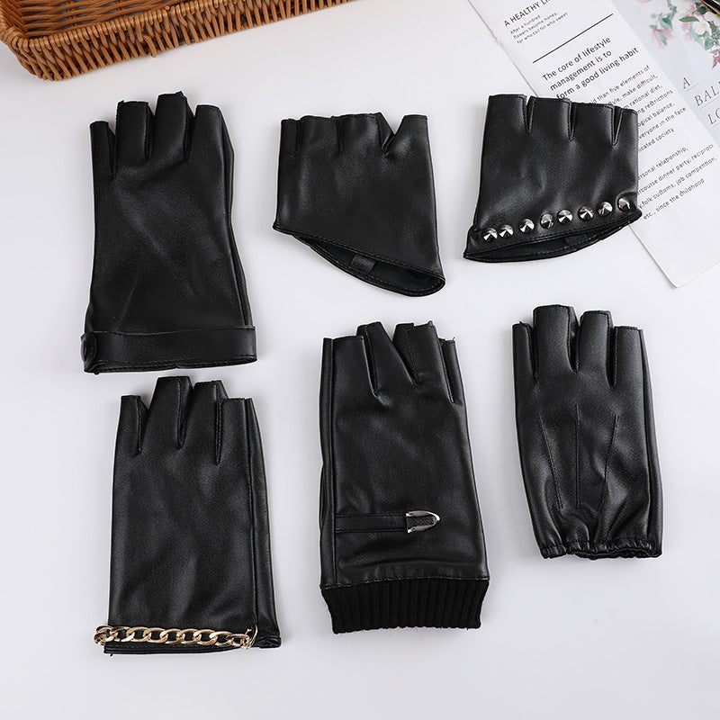 PU Leather Steampunk Style Women's Half-finger Gloves Creative Gothic Party Cosplay — packaging