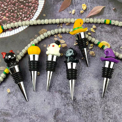 Halloween Party Tabletop 3-Piece — Ceramic Pumpkin Mug, Pumpkin Cork Bottle Stopper & 50-Pack Waterproof Stickers — back view
