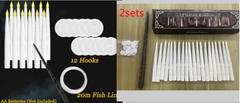 Halloween Floating LED Candles with Magic Wand — scale reference