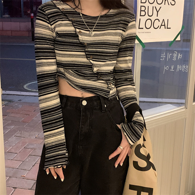 Cropped Top Striped Autumn Hip Hop Women's | Magic Stories