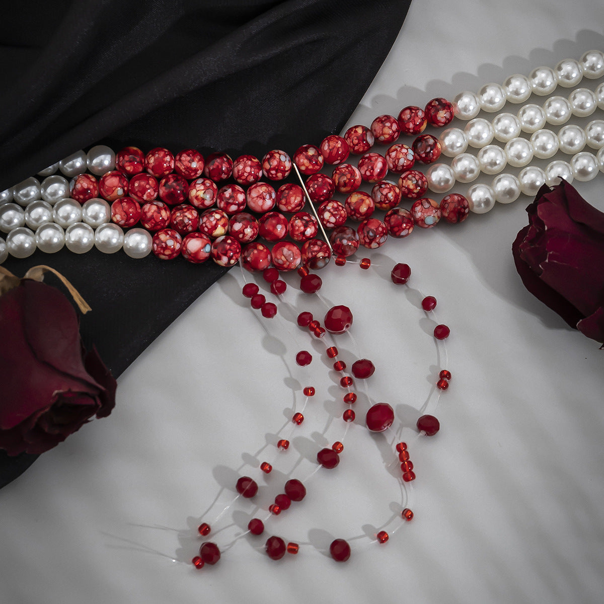 Women's Gothic Pearl Necklace — side view