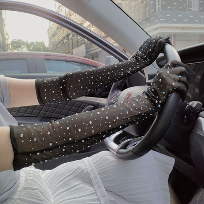 Halloween Dress Cosplay Rhinestone Lace Mesh Gloves — packaging
