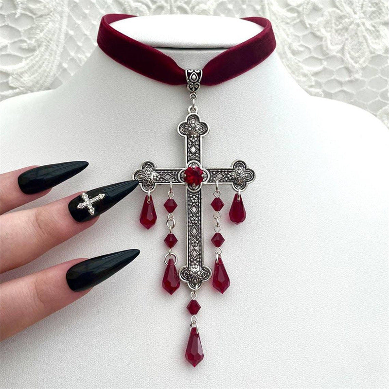 Large Cross Necklace Choke Gothic Pendant | Magic Stories