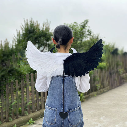 Devil & Angel Party Duo — 4-Piece Red Devil Horns Accessory Set + Feather Angel Wings — back view