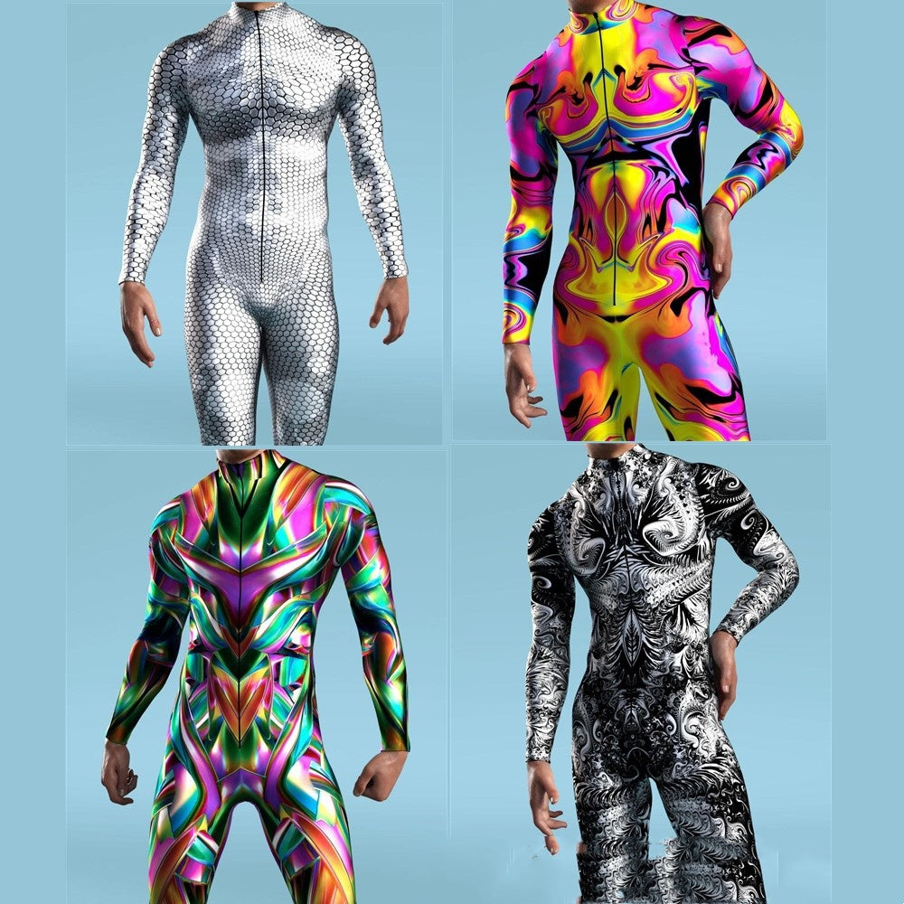 Million Holy Festival New Tights Printed Performance Costume — back view