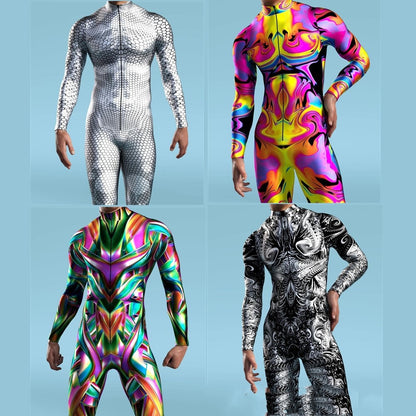 Million Holy Festival New Tights Printed Performance Costume — back view