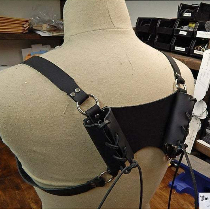 Medieval Warrior PU Leather Shoulder Armor - Cosplay Prop — back view