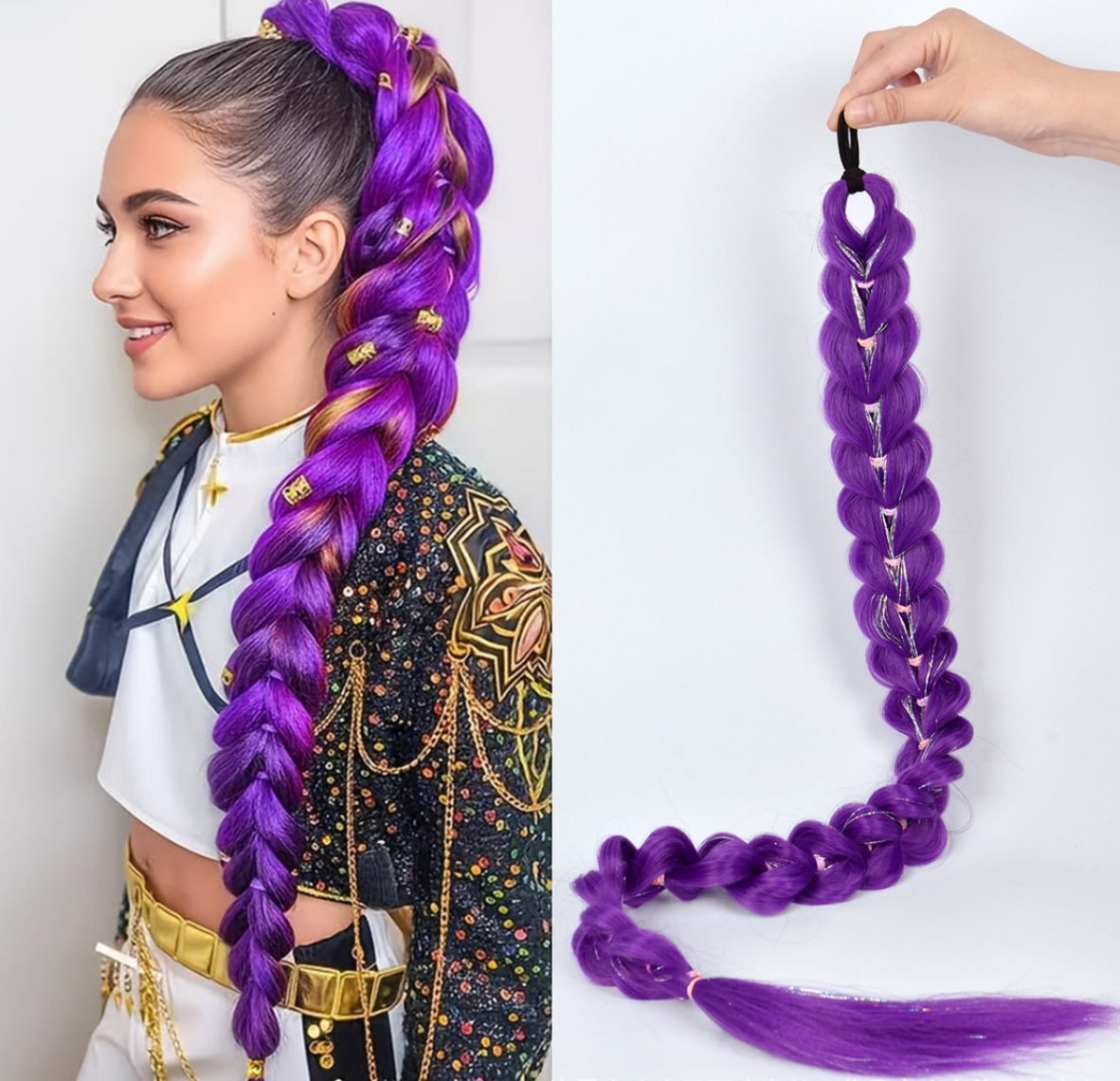 Cross-border Foreign Trade European And American Wigs, Witch Hunt Team, Rumi Ponytail, Colorful Elastic Rope — detail