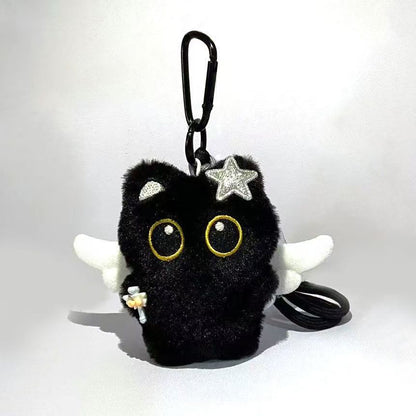 Big-eyed Black Cat Plush Doll Keychain | Magic Stories
