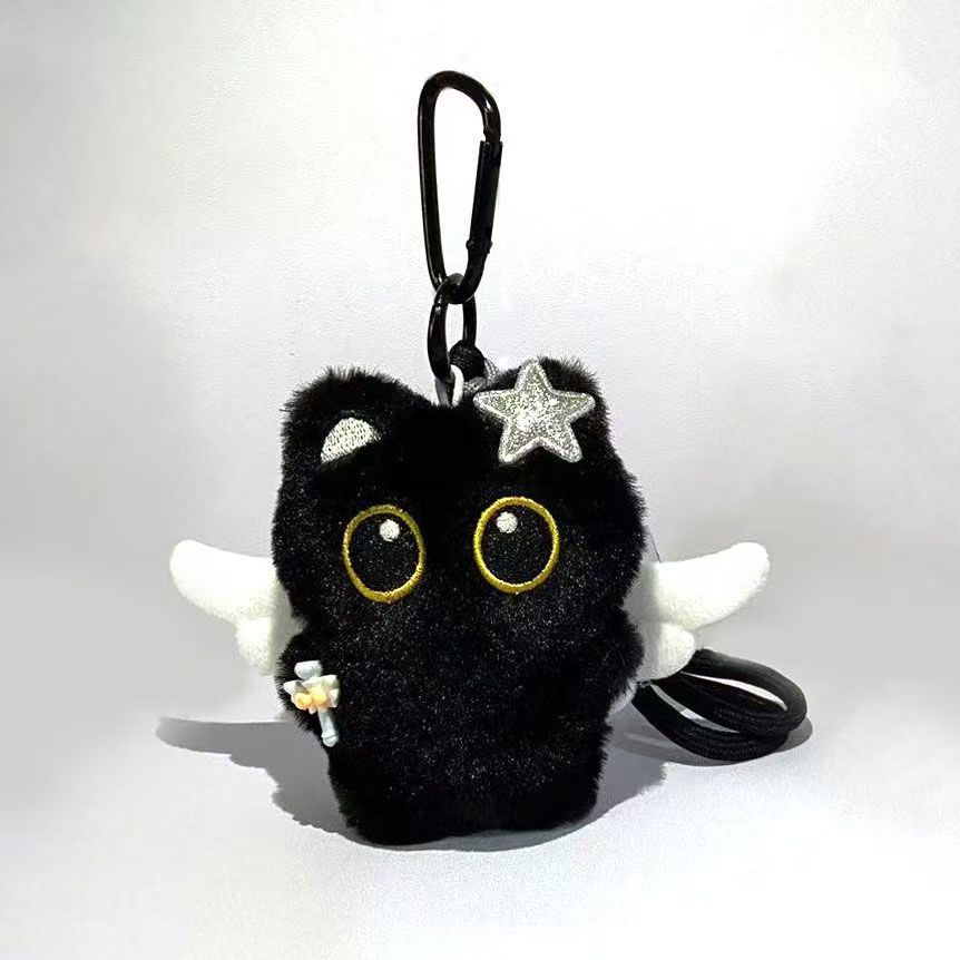 Big-eyed Black Cat Plush Doll Keychain | Magic Stories