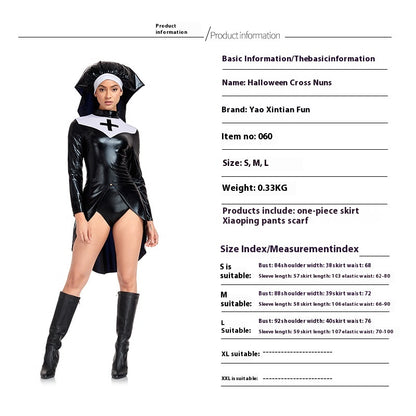 Cos Nun Costume Halloween PU Leather Punk | Magic Stories