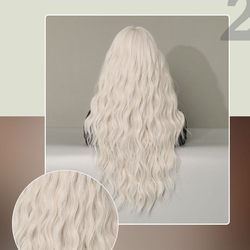 Silver Pink Curly Long Hair Full-head Wig Natural Realistic Fluffy Lolita Anime Cosplay — detail