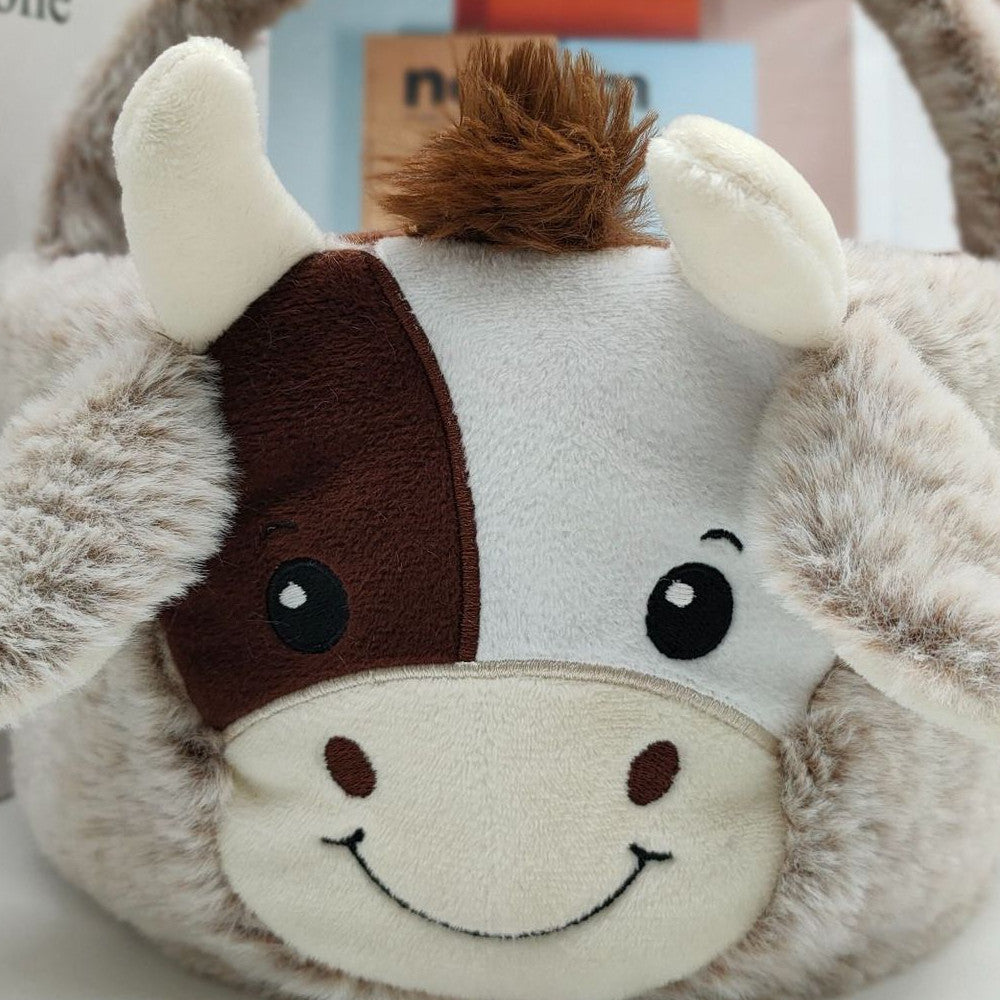New Plush Toy Cow Basket — back view