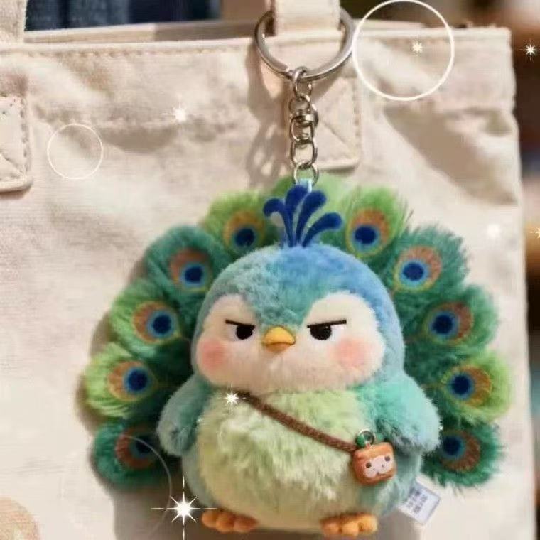 Green Peacock Plush Toy Backpack Charm | Magic Stories