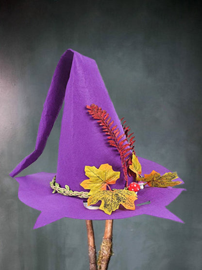 Women Modern Witch Hat Costume Pointed Wool Felt Halloween Party Hats Witch Hat Warm Autumn Winter Cosplay Props — side view