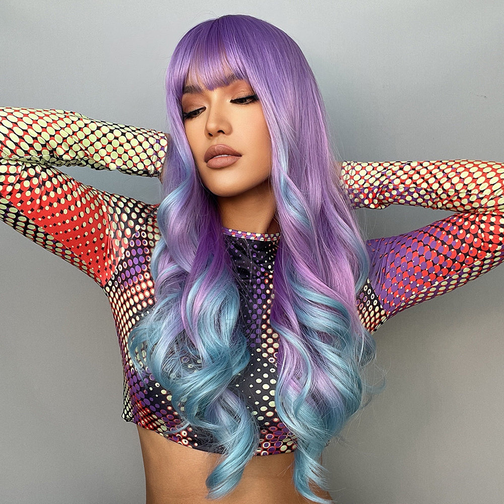 Cosplay Colored Wig With Long Curly Bangs | Magic Stories