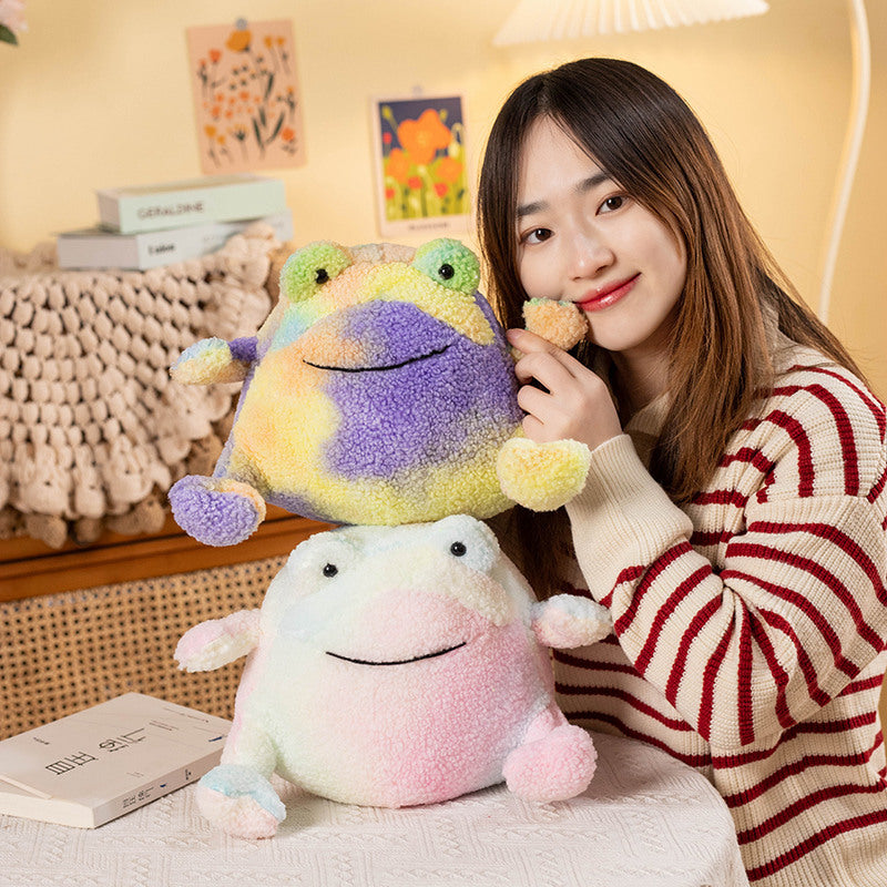 Cute Frog Doll Pillow Colorful Tie-dye Plush Toy — packaging