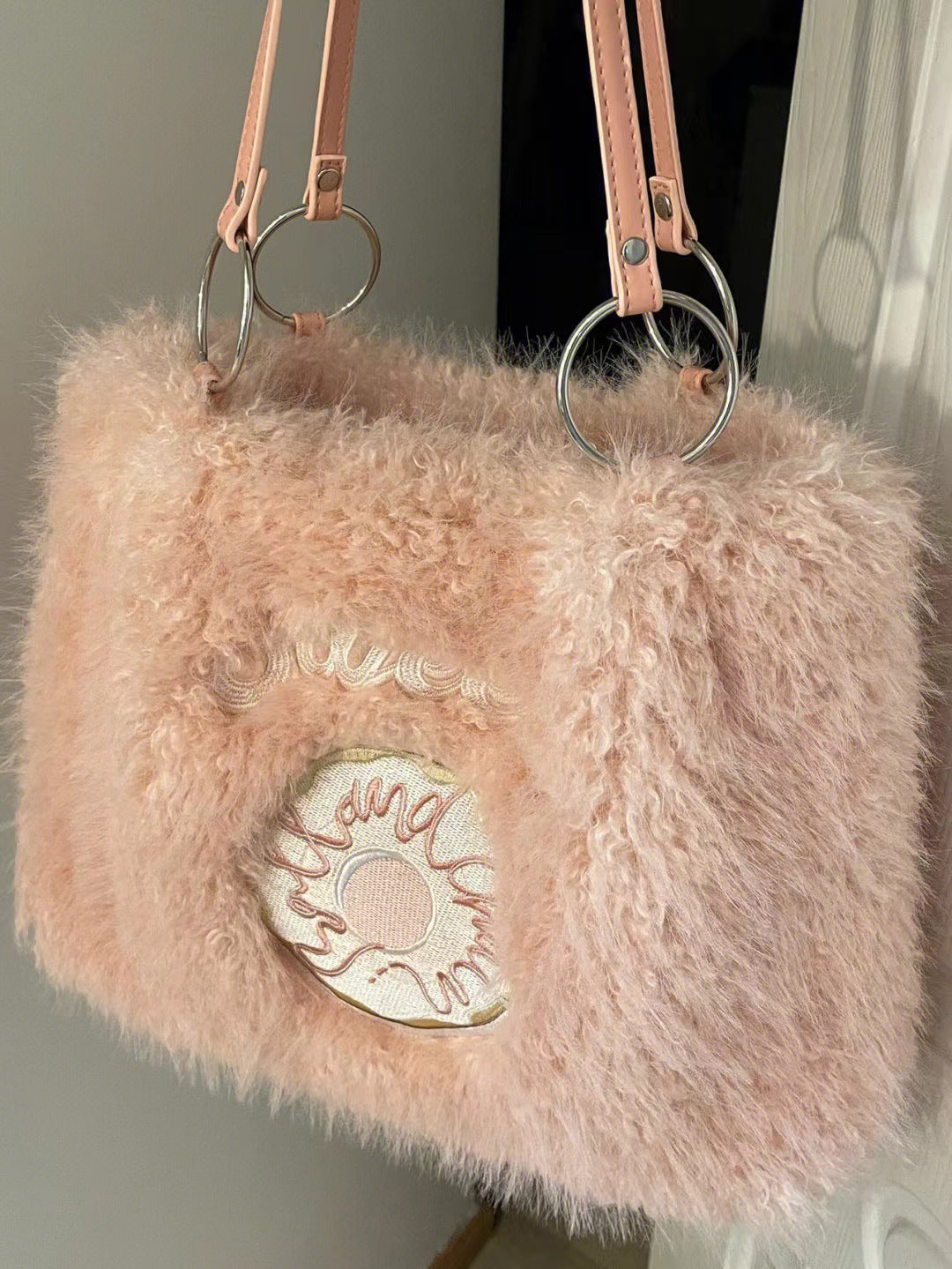 Donut Embroidery Plush Tote Bag | Magic Stories