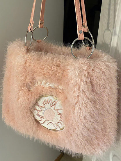 Donut Embroidery Plush Tote Bag | Magic Stories