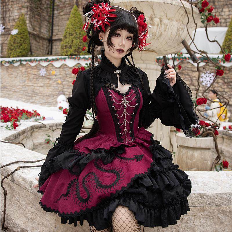 Chinese-style Dark Lolita One-Piece Dress | Magic Stories