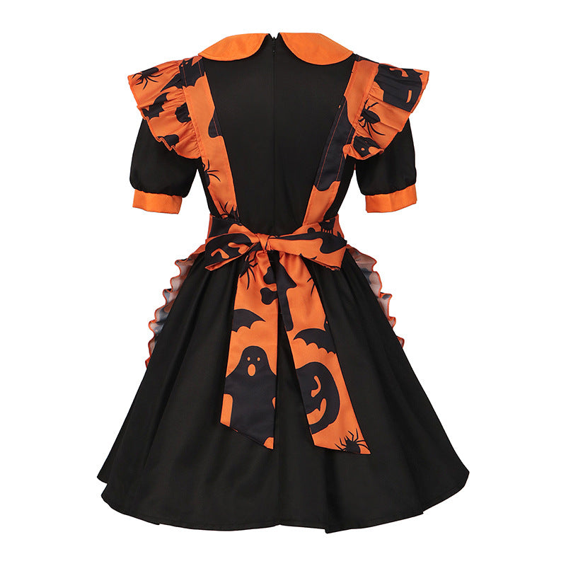 Costume party performance uniform pumpkin maid outfit — side view