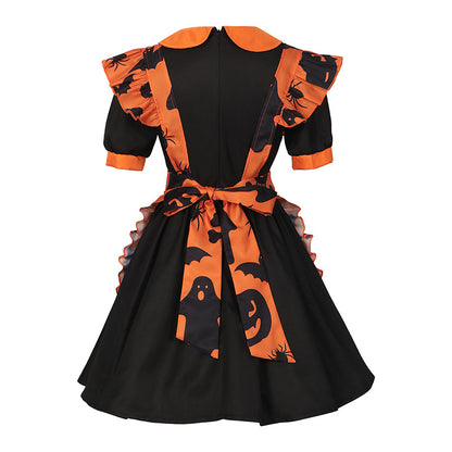 Costume party performance uniform pumpkin maid outfit — side view