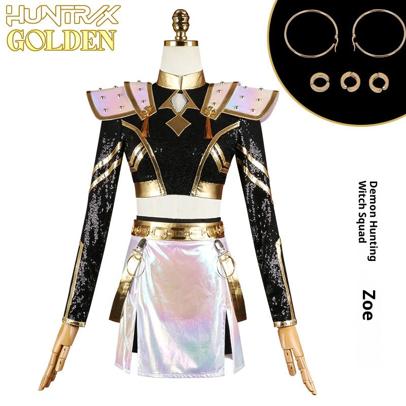 K-Pop Demon Hunter Cosplay Duo — Zoe Stage Costume + Rumi Braided Ponytail Wig