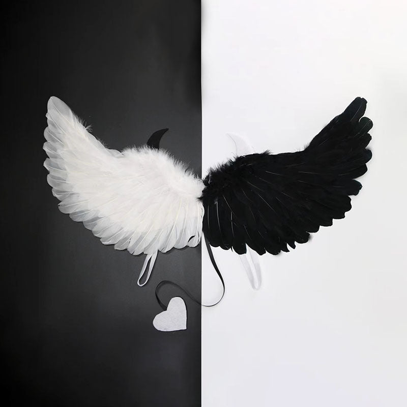 Halloween Party Makeup Costume Props Devil Angel Wings — side view