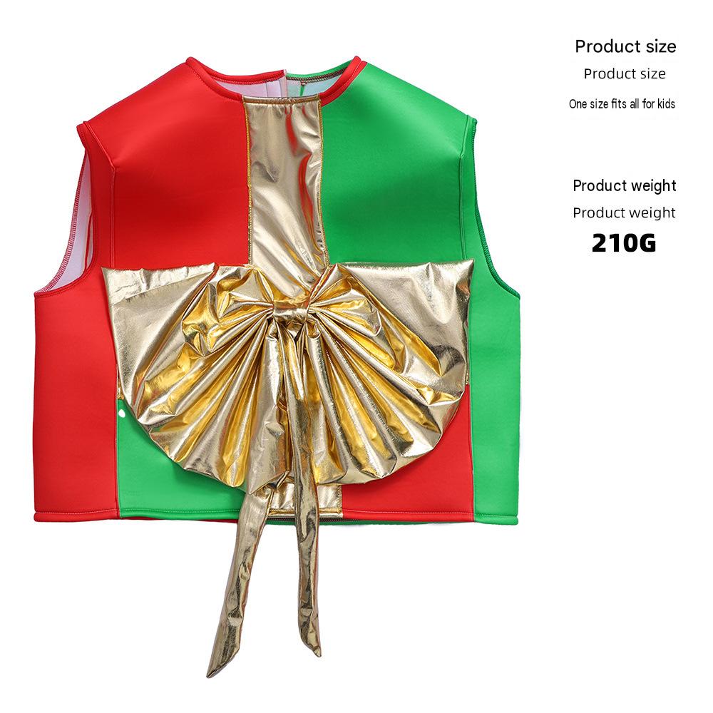 Santa Claus Gift Box Costume For Kids, Cosplay Party, School Festival Outfit, Performance Prop — back view