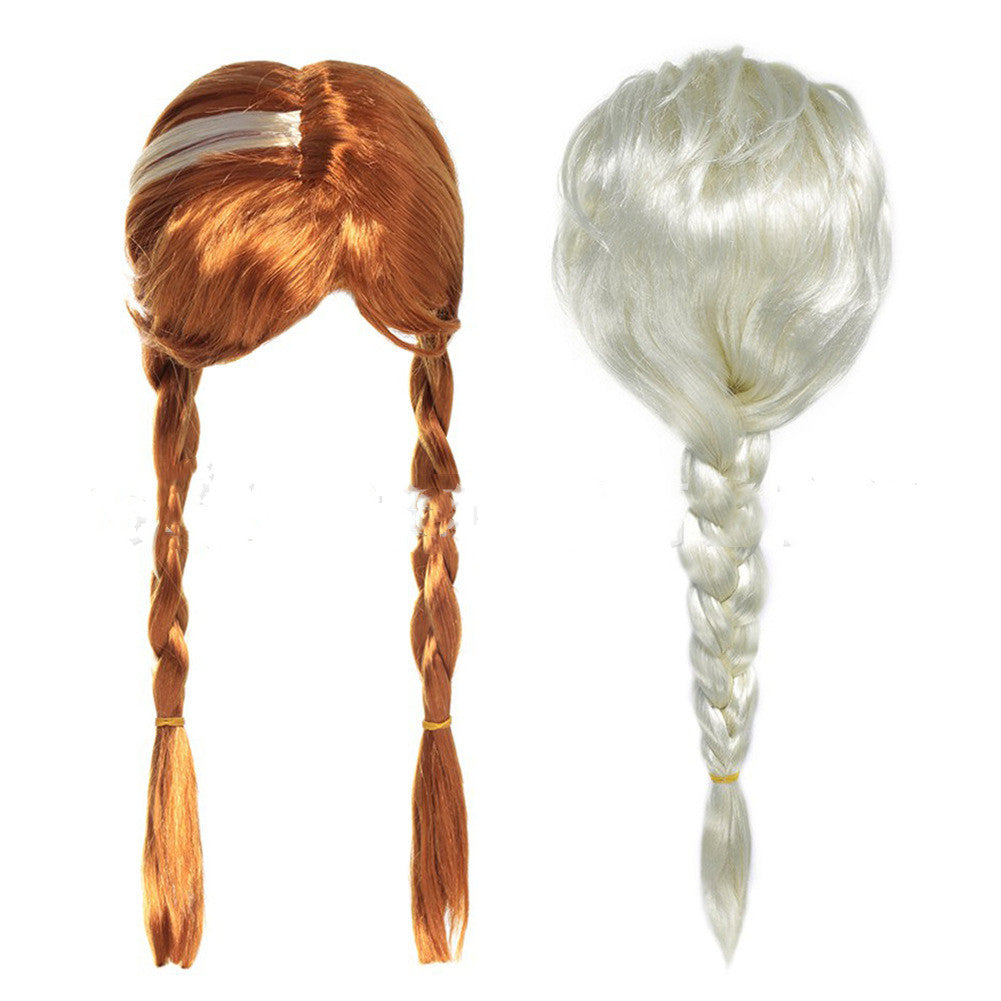Princess Headdress Silver For Children Brown Cosplay Wig Props — in use