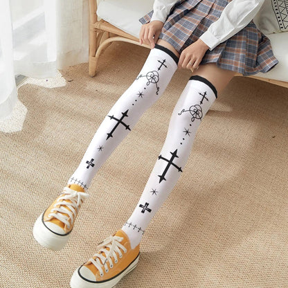 Printed Stockings Thin Female Lolita Over | Magic Stories