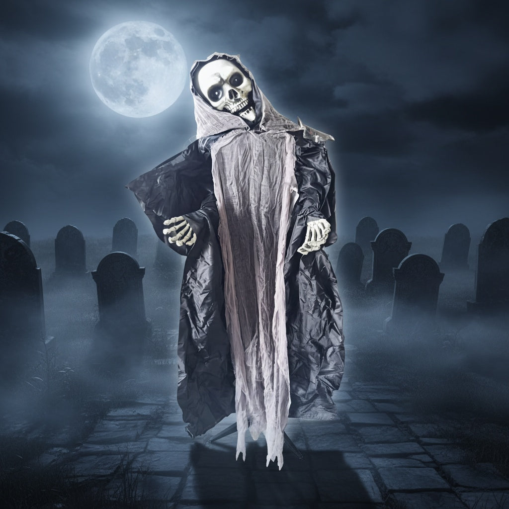 Halloween Grim Reaper Animated Decorative Prop — back view