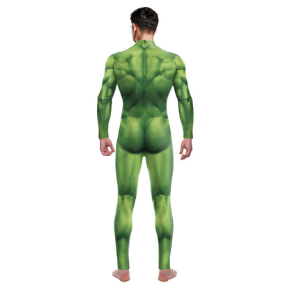 New Foreign Trade Digital Print Cosplay Costume Green Body Suit Muscle Bodysuit Performance Outfit — side view