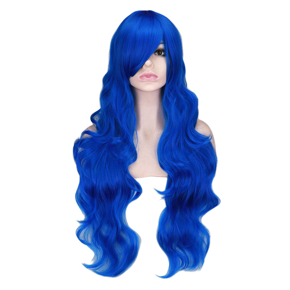 Mermaid Anime Cosplay Wig Dark Red Long Curly Hair — back view
